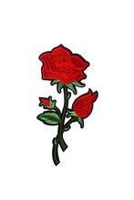 Red Rose Embroidered Patch Isolated On White Background