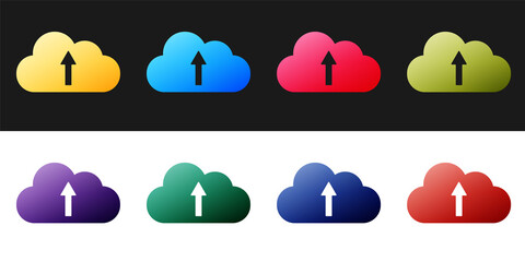 Fototapete - Set Cloud upload icon isolated on black and white background. Vector.