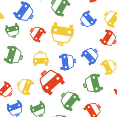 Poster - Color Taxi car icon isolated seamless pattern on white background. Vector.