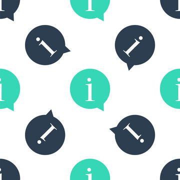 Green Information icon isolated seamless pattern on white background. Vector.