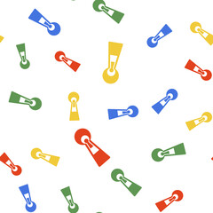 Poster - Color Keyhole icon isolated seamless pattern on white background. Key of success solution. Keyhole express the concept of riddle, secret, peeping, safety, security. Vector.