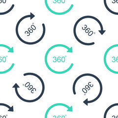 Poster - Green Angle 360 degrees icon isolated seamless pattern on white background. Rotation of 360 degrees. Geometry math symbol. Full rotation. Vector.