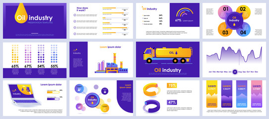Aufkleber - Oil industry presentation slides templates from infographic elements and vector illustration. Can be used for presentation oil industry company, brochure, marketing, annual report, banner, booklet.