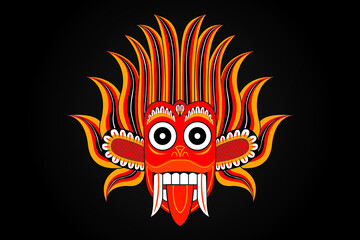 Sri Lankan Traditional devil mask of Dancing on black background