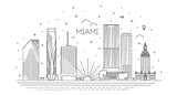 Fototapeta Nowy Jork - Miami city skyline, illustration
