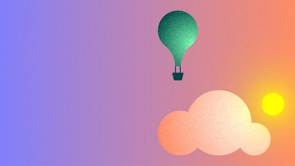 Vector air balloon in grain brush style