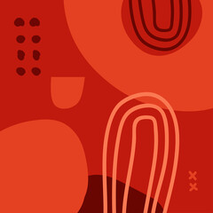 Wall Mural - templates with organic abstract shapes and line in boho style. contemporary art. vector illustration