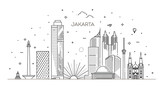 Fototapeta Nowy Jork - Jakarta Cityscape with Landmarks. Indonesia