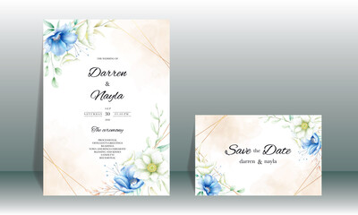 Elegant wedding invitation card design with beautiful flower decoration