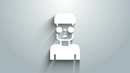 Poster - White Nerd geek icon isolated on grey background. 4K Video motion graphic animation