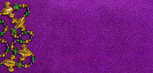 Carnival Decoration Mardi Gras Beadsglitter Violet Background