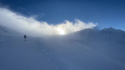 Wall Mural - Soleil sur une piste de ski en hiver au Mont Dore, Auvergne