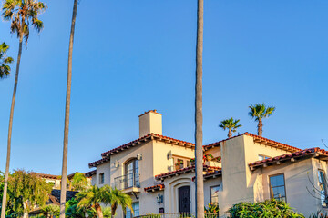 Wall Mural - House against clear blue sky in coastal neighborhood of San Diego California