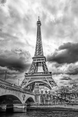  Tour Eiffel en noir et blanc, Paris, France