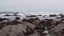 Beautiful Overcast Rocky Beach Waves At Asilomar State Beach 4k Rock Formations