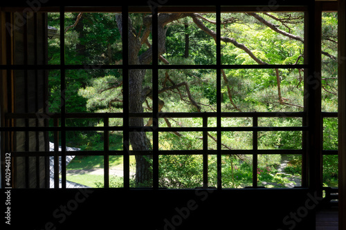 View from a window, Tamozawa Imperial Villa, Nikko, Japan