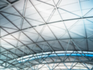 Abstract blur of metal structure of roof in the building  background