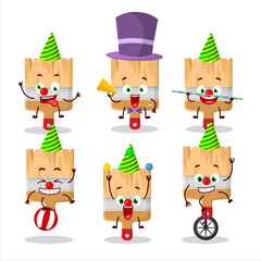 Sticker - Cartoon character of wooden paint brushes with various circus shows