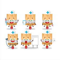 Canvas Print - Doctor profession emoticon with wooden paint brushes cartoon character