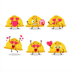 Wall Mural - Yellow construction helmet cartoon character with love cute emoticon