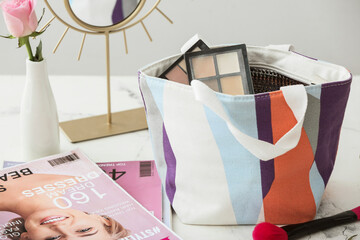 Sticker - Bag with decorative cosmetics on table