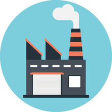 Vector Icon Of Industry, Factory, Mill And Manufacturer 