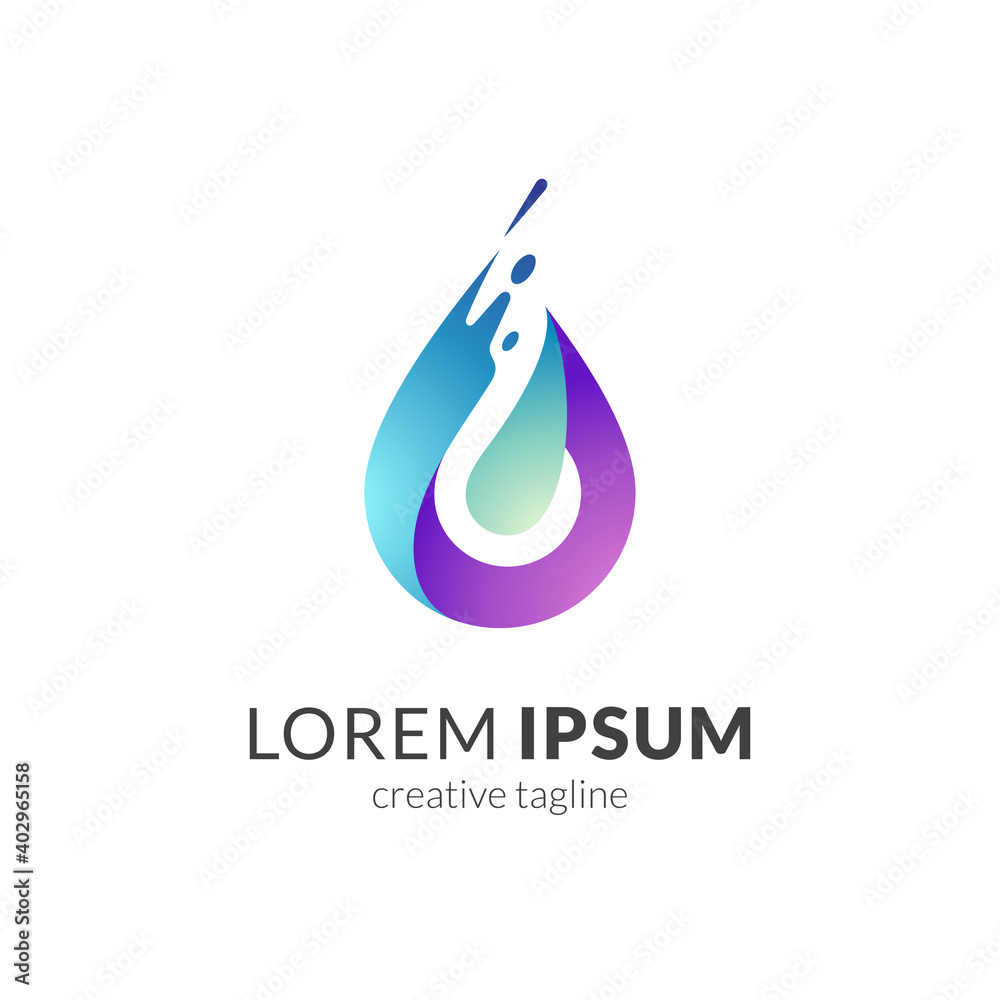 G wave water logo with colorful 3d concept. Letter G and water splash ...