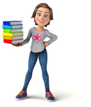 Fun 3D Illustration Of A Cartoon Teenage Girl