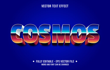 editable text effect - cosmos chrome retro style