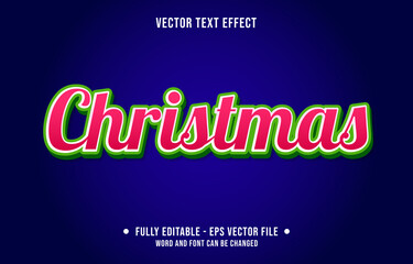 Wall Mural - Editable text effect - merry christmas fun style with red and green color
