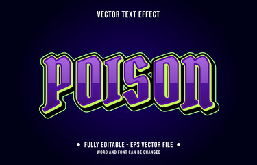 Wall Mural - editable text effect - poison bold purple and green modern style