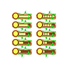 Wall Mural - set of wooden nature leaves game u currency coins progress bar from low to full for gui asset elemen