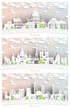 Paris France, Berlin Germany and Rome Italy City Skylines Set in Paper Cut Style with Snowflakes, Moon and Neon Garland.