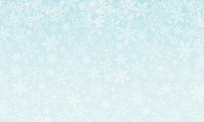 Poster - Winter snowfall. Blue christmas background with snowflakes. Falling snowflakes.