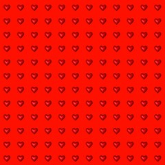 Poster - A pattern of volumetric hearts on a red background. 3d render. Valentine's Day. Suitable for creating collages on the theme of love and romance.