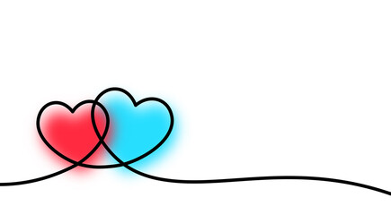 Wall Mural - Two blurred hearts with blue and red spots.
