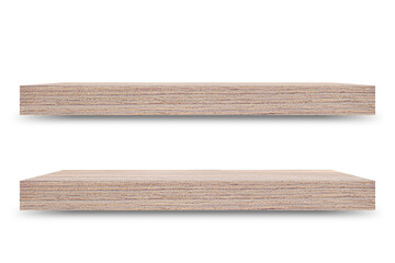 Aufkleber - Shelf wooden isolated on a white background and display montage for the product Embed Clipping Path separate with black shadows.