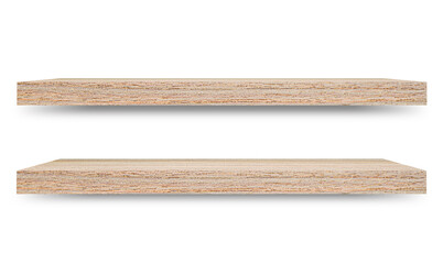 Aufkleber - Shelf wooden isolated on a white background and display montage for the product Embed Clipping Path separate with black shadows.