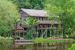 The traditional tall and longhouse of the Melanau tribe is an elevated building, mostly located in the Sarawak state of Malaysia on Borneo