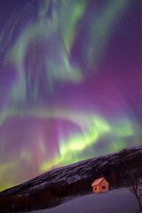 Wall Mural - Aurora borealis or Northern lights in the sky over Tromso,  Norway