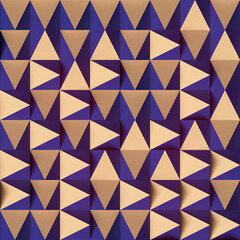 Aufkleber - Pattern of randomly arranged yellow triangles on pink backdrop. Abstract 3d rendering art background modern illustration