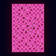 Aufkleber - Rectangle with a pattern randomly arranged pink triangles. Orthographic projection. 3d rendering digital illustration