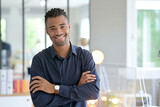 Fototapeta  - Portrait of african american businessman in co-working office