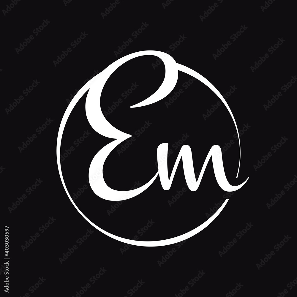 Write Initials Em Initial EM Script Letter Type Logo Design With Modern Typography Vector ...