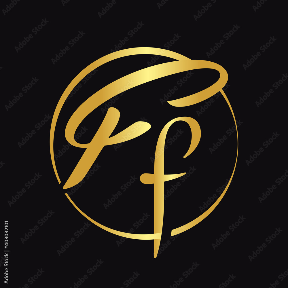 Initial FF Script Letter Type Logo Design With Modern Typography Vector ...