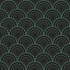 Poster - seamless vintage pattern of overlapping shells in art deco style.