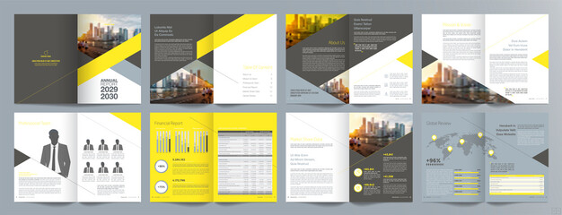 Wall Mural - Corporate business presentation guide brochure template, Annual report, 16 page minimalist flat geometric business brochure design template, A4 size.