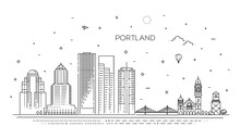 Oregon, Portland Line Skyline Illustration