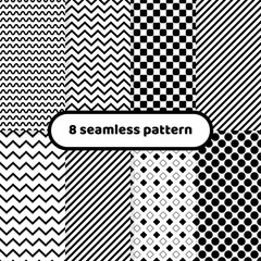 Poster - Collection of seamless geometric minimalistic patterns. Black and white.