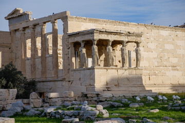 Athens - December 2019: view of Old Temple of Athena